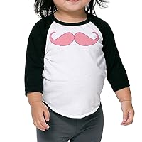 Toddler Graphic Pink Mustache Black Size 5-6 Toddler 100% Cotton 3/4 Sleeve Athletic Baseball Raglan Tee Shirts