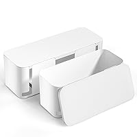 Yecaye Cable Management Box, 2 Pack Cable Organizer Box, Large and Medium Size, Cord Hider Box to Hide Surge Protector Cover on Desk or Floor - White