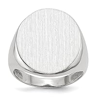 Jewels By Lux Monogram Initial Engravable Custom Personalized Polished For Men or Women 14k White Gold 20.5x17mm Closed Back Men's Signet Band Ring