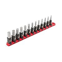 TEKTON 3/8 Inch Drive Hex Impact Bit Socket Set with Rail, 13-Piece (4-14 mm) | SIB91102