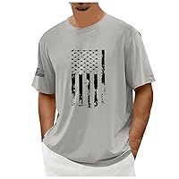 4th of July Shirts Mens Distressed American Flag Short Sleeve Independence Day T-Shirt Casual Patriotic Basic Tee Tops
