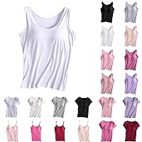 Womens Tank Tops with Built in Bra Sleeveless Soft Tank Tops Scoop Neck Shirts Basic Workout Tops Camisole