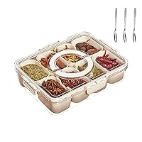 Snackle Box Charcuterie Container, Divided Serving Tray with Lid and Handle, Charcuterie Snack Box Container Portable, Snack Tackle Box Organizer for Adults Kids