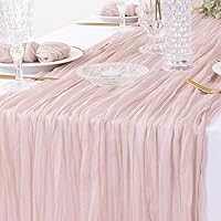 12Pack Dusty Pink Cheesecloth Table Runner Boho Gauze Table Runner Bulk Rustic Sheer Table Runner 120 inches Long for Wedding Bridal Baby Shower Spring Table Decor