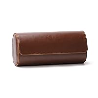 3 Slots Watch Roll Travel Case Chic Portable Vintage Leather Display Watch Storage Box with Slid in Out Watch Organizers (Color : Brown)