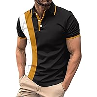 Polo Shirts for Men Summer Short Sleeve Versatile Fashion Casual Shirts Lapel Button Down Contrast Color Business Shirts