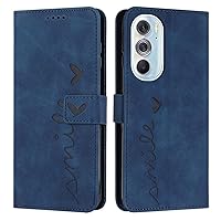 IVY Moto Edge Plus 2022 Case Wallet, [Smile Love][Kickstand Flip][Lanyard Shoulder Strap][PU Leather] - Wallet Case for Motorola Edge X30 / 30 Pro/Plus 2022 / Edge+ 5G UW 2022 Devices - Blue