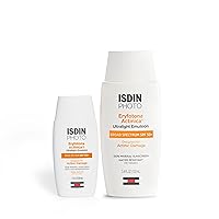 ISDIN Eryfotona Actinica Bundle (1.7 & 3.4 Fl Oz) with Zinc Oxide and 100% Mineral Sunscreen Broad Spectrum SPF 50+, No White Cast, Suitable for Sensitive Skin