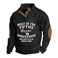 Mens Pullover,Casual 1/4 Button Up Sweatshirts Plus Size Outdoor Long Sleeve Top Trendy Basic Sweatshirt