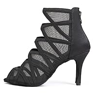 YKXLM Women's Latin Dance Boots Ballroom Salsa Tango Professional Performance Practice Dancing Shoes,YCL445