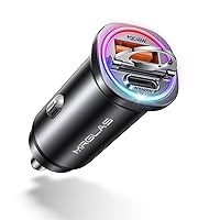 【Upgraded】 90W USB C Car Charger for iPhone 15 Fast Charge,[PD45W & QC45W][LED Multi-Color] [All Metal] Cigarette Lighter Car Charger,Dual Port for iPhone 15 14 Pro Max Plus iPad Samsung S24 MacBook