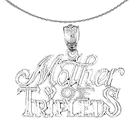 Silver Mother Of Triplets Necklace | Rhodium-plated 925 Silver Mother Of Triplets Pendant with 18
