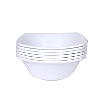 Melamine Cereal Bowls - 6pcs Soup Bowls Set - Square White Bowls - Dishwasher Safe