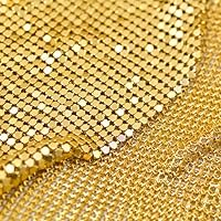 Sparkly Metal Mesh Fabric Chainmail Jewelry Making Metal Mesh Fabric DIY Make a Bra Cape and Pants (Gold)