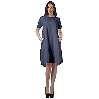 Solid Loose A-Line Dress with Pockets Short Sleeve Dresses Women