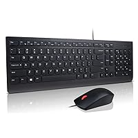 Lenovo 4X30L79921 Essential Wired Keyboard and Mouse Set, Black