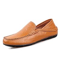 Men's Cowhide Driver Loafers Moccasins Slip On Flats Casual Dress Boat Shoes