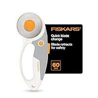 Fiskars 60mm Rotary Cutter for Fabric - Titanium Rotary Cutter Blade - Craft Supplies - Crafts, Sewing, and Quilting Projects - White