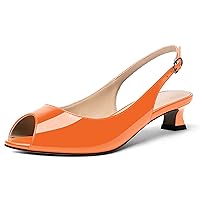 SKYSTERRY Womens Patent Slingback Buckle Peep Toe Wedding Cute Spool Low Heel Pumps Shoes 1.5 Inch