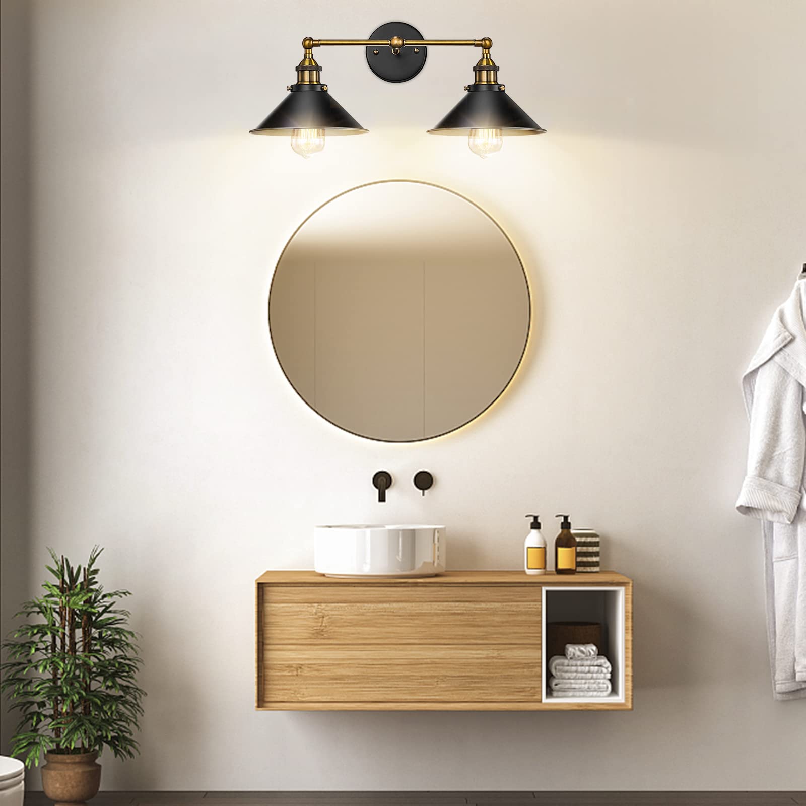 Licperron Gold Bathroom Light Fixtures, Bathroom Fixtures, Vanity Lights for Bathroom Kitchen Living Room(2 Lights)