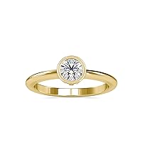 Certified Bezel Setting Engagement Ring Studded with 0.54 Cttw Round Moissanite Solitaire Diamond in 14K White/Yellow/Rose Gold for Women on Her Engagement Celebration (G-VS2)