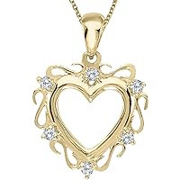 14K Yellow Gold Diamond Heart Pendant (chain NOT included)