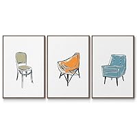 Canvas Wall Art Home Paintings & Prints Colorful Decorative Chairs Modern Walnut Floater Framed Blue Brown Furniture Decor for Bedroom Office Kitchen - 16