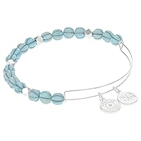 Alex and Ani AA772323SS,Turquoise Beaded Expandable Bangle Bracelet,Shiny Silver,Blue, Bracelets