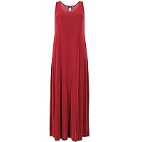 Jostar Women's Tank Long Dress – Sleeveless Scoop Neck Casual Solid Swing Flowy T Shirt One Piece