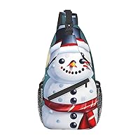 Sling Backpack,Travel Hiking Daypack Christmas Happy Snowmans Print Rope Crossbody Shoulder Bag
