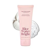 Rice Water Bright Foaming Facial Cleanser with Ceramide, Gentle Face Wash for Hydrating & Moisturizing, Makeup Remover, Korean Skin Care for All Skin Types