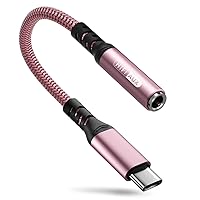 USB Type C to 3.5mm Headphone Jack Adapter, OKRAY USB C to Aux Audio Dongle Cable Cord with Hi-Res DAC Chip Compatible iPad Pro/Air 4/Mini 6, Samsung Galaxy S23/S22/S2 Note 20, Pixel 7/6/5 (Rose Pink)