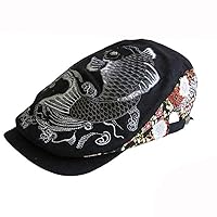 RP41 (Japanese Pattern Embroidery Hunting) Embroidered Japanese Pattern Hat, Carp Pattern, Japanese Pattern, Cap, Japanese Pattern, Hat, Japanese Pattern, Embroidered Mesh Cap, Tangled Soul Sword