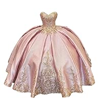Mollybridal Shimmering Gold Sequined Embroidery Sweetheart Ball Gown Prom Formal Dresses for Women Girls Long 2024
