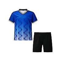 Kids Boys Soccer Jerseys Sportswear Quick Dry Athletic Shirts T-shirt with Shorts Set Sports Team Training Uniform