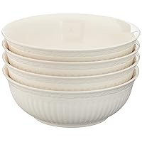 Mikasa Italian Countryside Stoneware Soup/Cereal Bowl, 7-Inch, Set of 4, 24 ounces,White