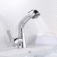 Mixer Tap Bathroom Bath Shower Faucet Basin Pull Out Dual Sprayer Tap Kitchen Sink Universal Rotation Nozzle Cold Hot Mixer Tap Deck Mounted Bathroom Bathtub Shower Water Faucet