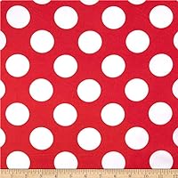 Charmeuse Satin Large Polka Dots Red/White, Fabric by the Yard