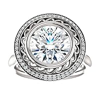 SPEC GOLD 3 CT Round Moissanite Engagement Ring Wedding Bridal Ring Sets Solitaire Halo Style 10K 14K 18K Solid Gold Sterling Silver Anniversary Promise Ring Gift