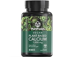 PlantFusion Vegan Calcium, Premium Plant Based Calcium (1000mg) Sourced from Icelandic Red Algae, Plus Magnesium, D3, K2, and Boron, 90 Vegan Tablets