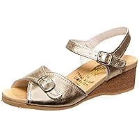 Women's 711 Comfort Ankle Strap Sandal Gold Leather Granny Sandals (37, Gold)