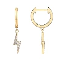 PAVOI 14K Gold Plated S925 Sterling Silver Post Lightweight Drop/Dangle Huggie Earrings for Women | Star, Lock, Butterfly, Moon, Lightning | Dainty Earrings