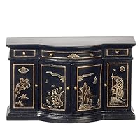Melody Jane Dolls Houses Handpainted Black Chinese Credenza Sideboard Miniature Furniture