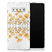 Karamfila Yellow & Gray Floral V2 Vinyl Decal Wrap Cover Compatible with Samsung Galaxy S10 Plus (Screen Trim and Back Skin)