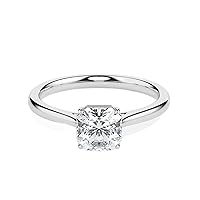 Siyaa Gems 1.80 CT Asscher Cut Solitaire Moissanite Engagement Ring, VVS1 4 Prong Irene Knife-Edge Silver Wedding Ring, Woman Gift Promise Gift