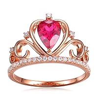 Crown Pink Gemstone Tourmaline 14K Rose Gold Natural Diamond Wedding Promise Band Ring Sets for Women