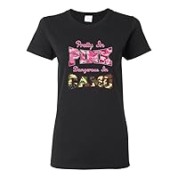 Ladies Pretty in Pink Dangerous in Camo Funny DT T-Shirt Tee