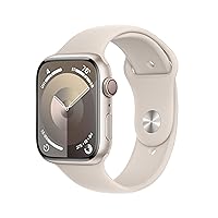 Apple Watch Series 9 (GPS + Cell) 45mm Starlight Case w/Starlight Sport Band - S/M (Starlight Aluminum Case with Starlight Sport Band, 45mm, S/M - fits 140–190mm wrists, Without AppleCare+)