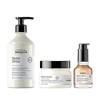 L’Oreal Professionnel Metal Detox Shampoo, Mask & Hair Oil Set | Detoxifies, Prevents Damage & Prolongs Hair Color | Adds Shine | For Damaged or Color-Treated Hair | For All Hair Types
