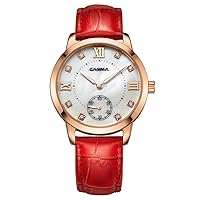 Women Quartz Wrist Watches Girl's Red Leather Band SP-2606-RL18 Chronograph Watches